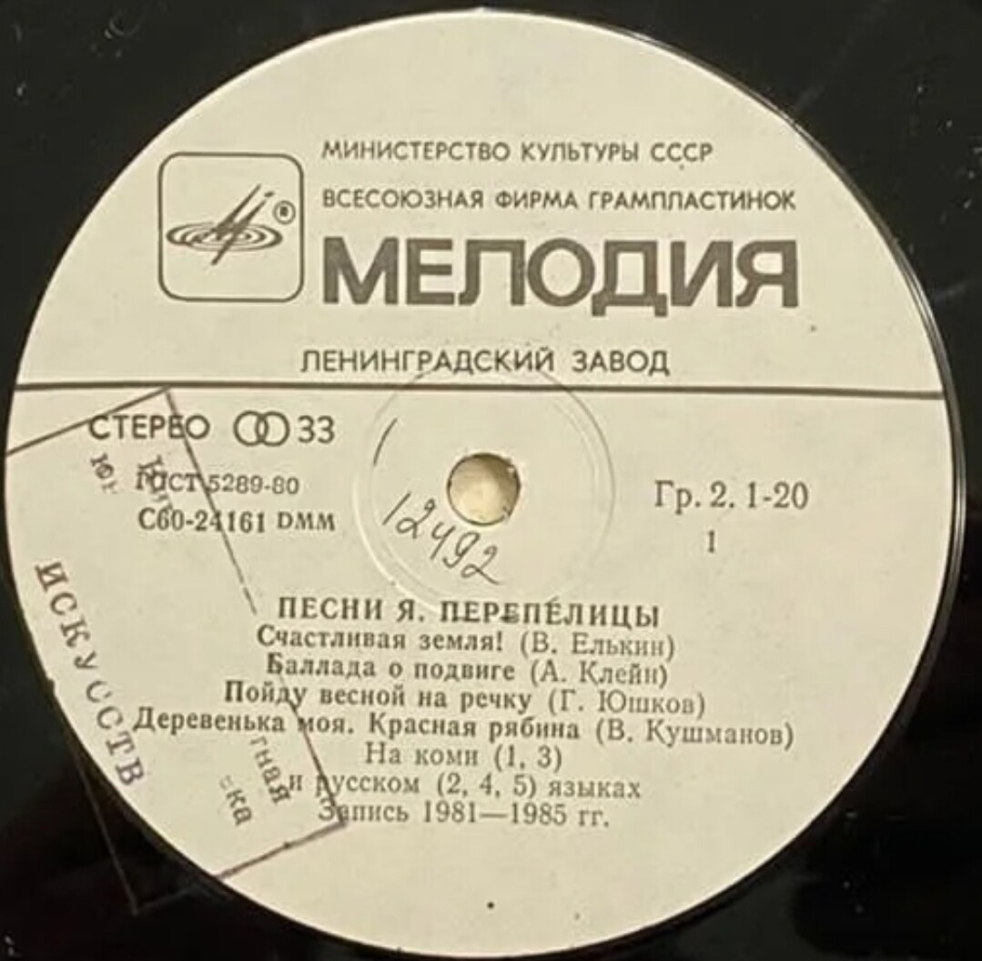 Я. ПЕРЕПЕЛИЦА (1927): Песни.