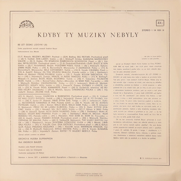 KDYBY TY MUZIKY NEBYLY. 50 let České lidovky. Vol.2 [по заказу чешской фирмы SUPRAPHON 1 14 1031]