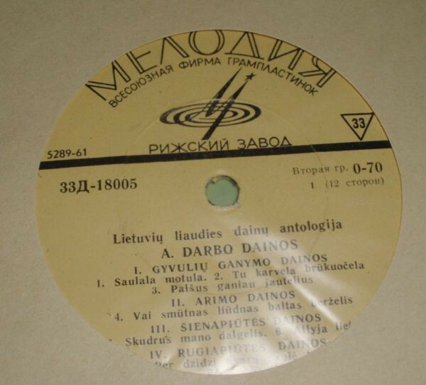 Lietuvių liaudies dainų antologija = Антология литовской народной песни = Anthology of Lithuanian folk-songs.