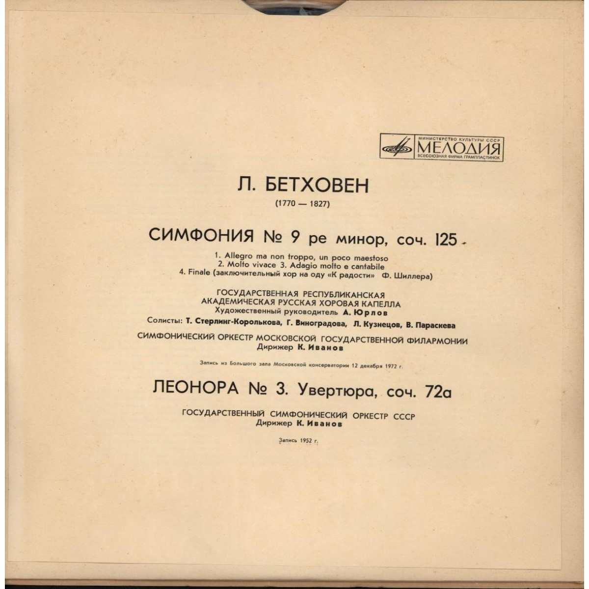 Л. Бетховен: Симфония № 9, Леонора № 3 (К. Иванов)
