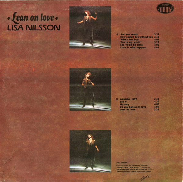 Lisa NILSSON. Lean on love