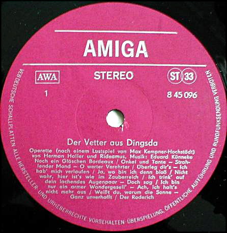 Eduard Künneke ‎– Der Vetter aus Dingsda [оперетта "Кузен ниоткуда" - по заказу немецкой фирмы AMIGA, 8 45 096]