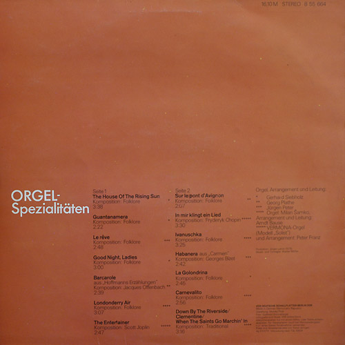 Orgel-Spezialitäten [по заказу немецкой фирмы AMIGA, 8 55 664]