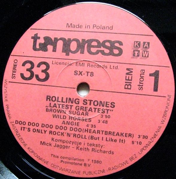 Rolling Stones ‎– Latest Greatest [по заказу польской фирмы TONPRESS, SX-T8]