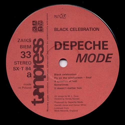 Depeche Mode -  "Black celebration" [По заказу польской фирмы TONPRESS]