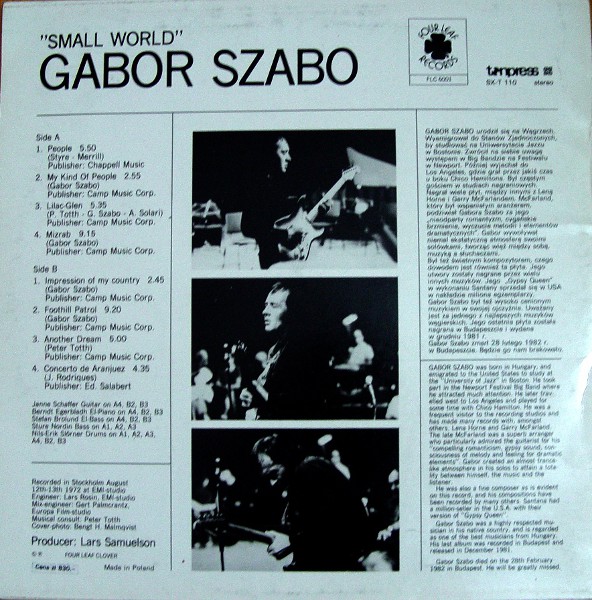 Gabor Szabo ‎– Small World [по заказу польской фирмы TONPRESS]
