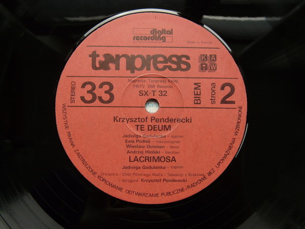 Krzysztof PENDERECKI "Te Deum - Lacrimosa" [по заказу польской фирмы TONPRESS, SX-T32]