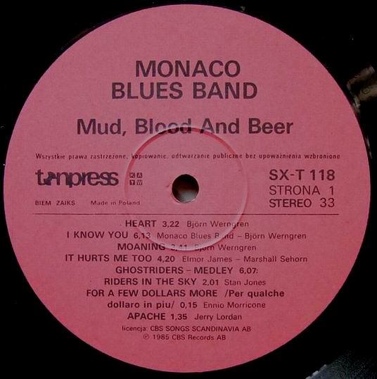 MONACO BLUES BAND - Mud, Blood and Beer [по заказу польской фирмы TONPRESS]