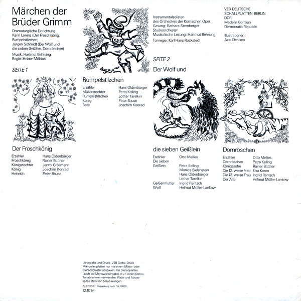 Gebrüder Grimm ‎– Märchen Der Brüder Grimm (сказки братьев Гримм) [по заказу немецкой фирмы LITERA, 8 65 242]