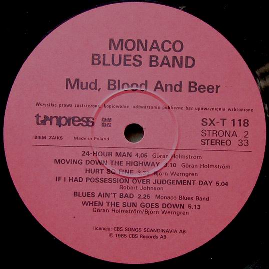 MONACO BLUES BAND - Mud, Blood and Beer [по заказу польской фирмы TONPRESS]
