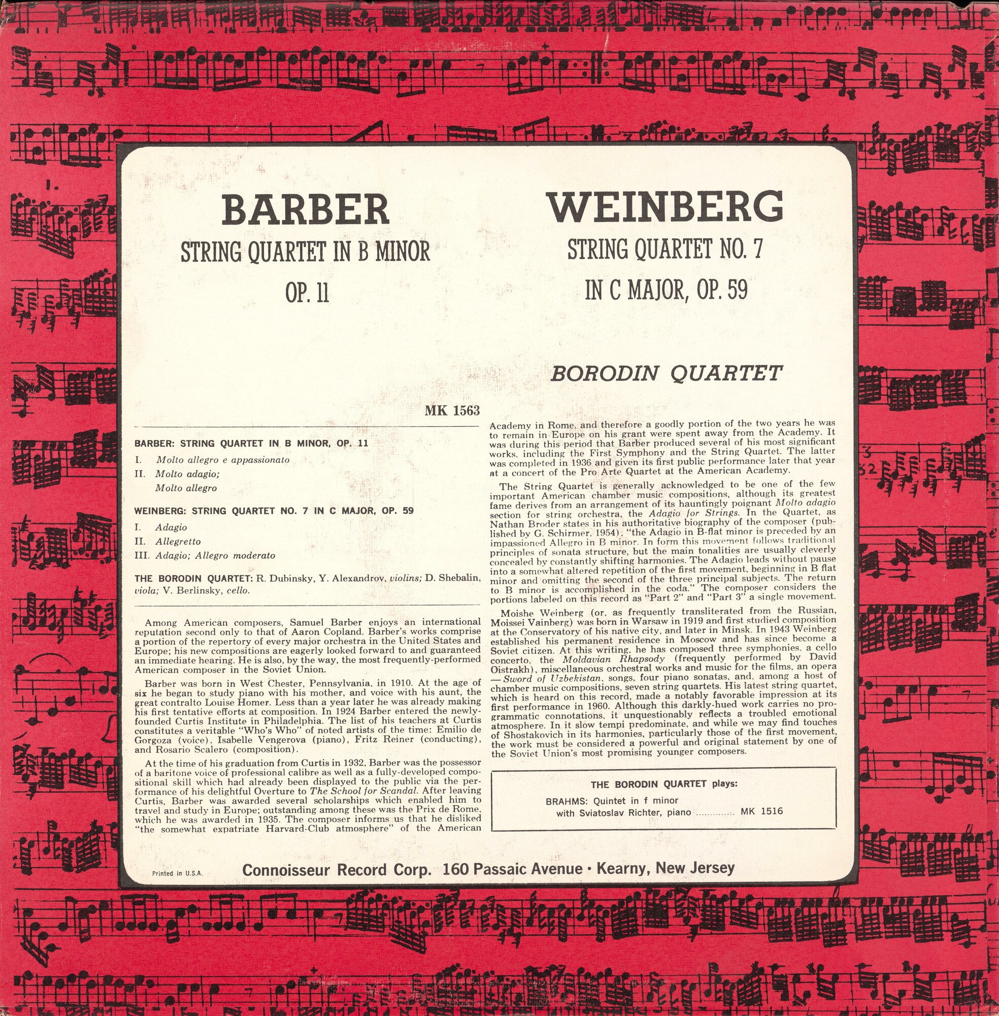 С. БАРБЕР Квартет / М. ВАЙНБЕРГ Квартет №7 (Квартет им. А. Бородина)