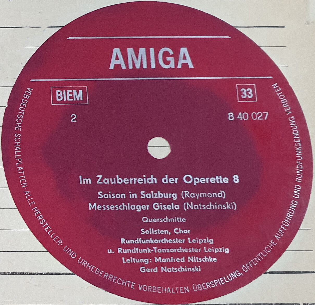 Im Zauberreich der Operette 8 [по заказу немецкой фирмы AMIGA 8 40 027]