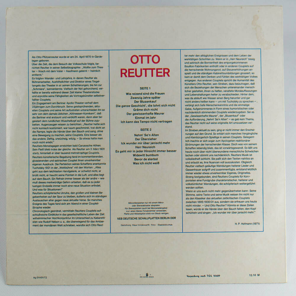 Otto REUTTER [по заказу немецкой фирмы AMIGA, 8 40 088]
