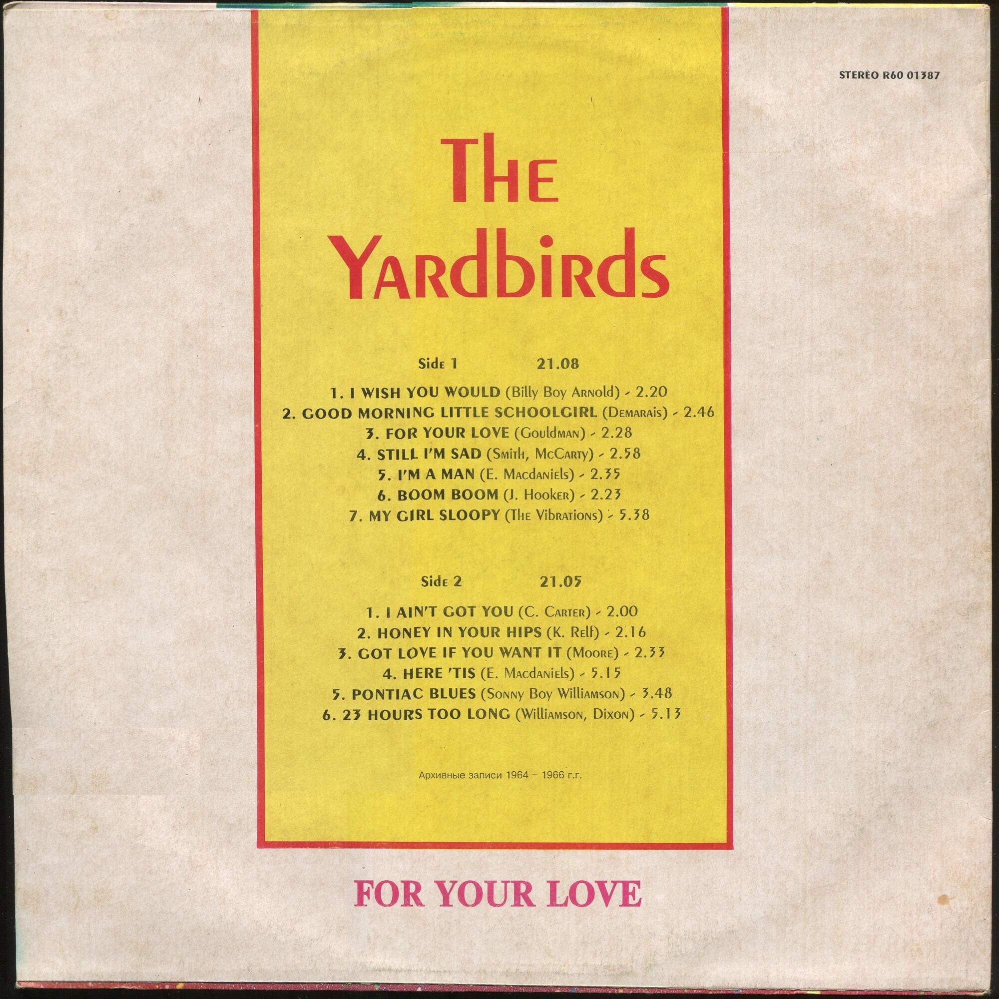 THE YARDBIRDS - For Your Love