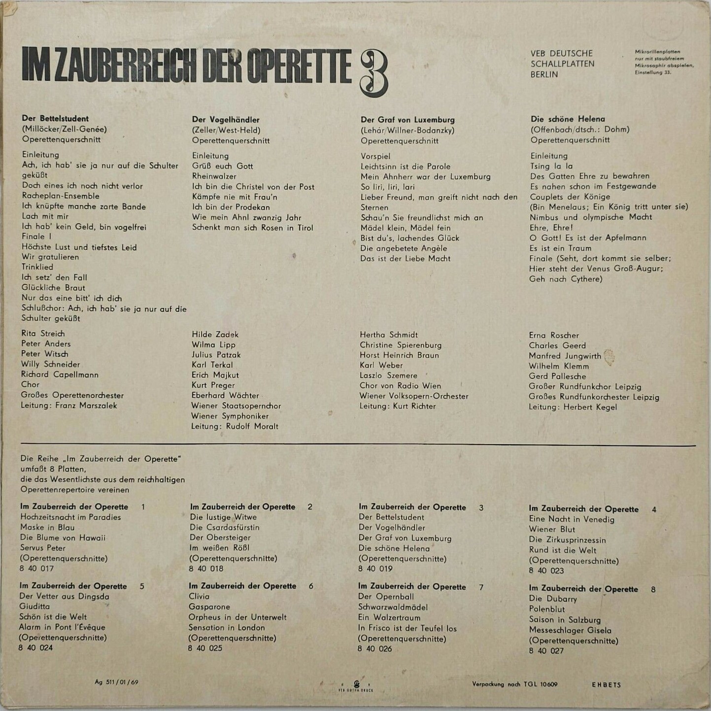Im Zauberreich der Operette 3 [по заказу немецкой фирмы AMIGA 8 40 019]