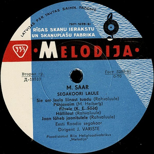 М. СААР (1882–1963): Песни (Segakoorilaule) — на эстонском языке