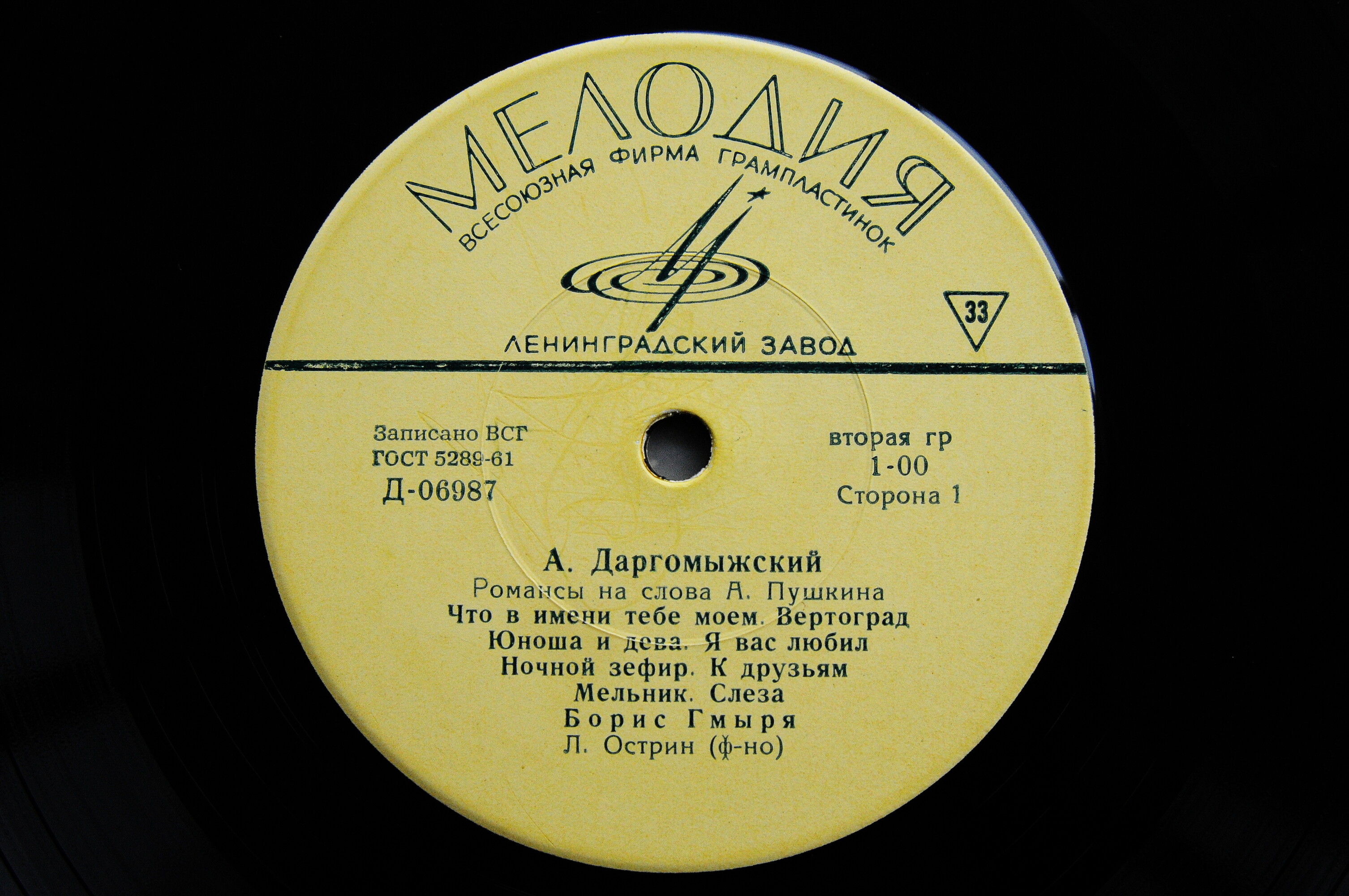 Б. Гмыря. Романсы А. Даргомыжского