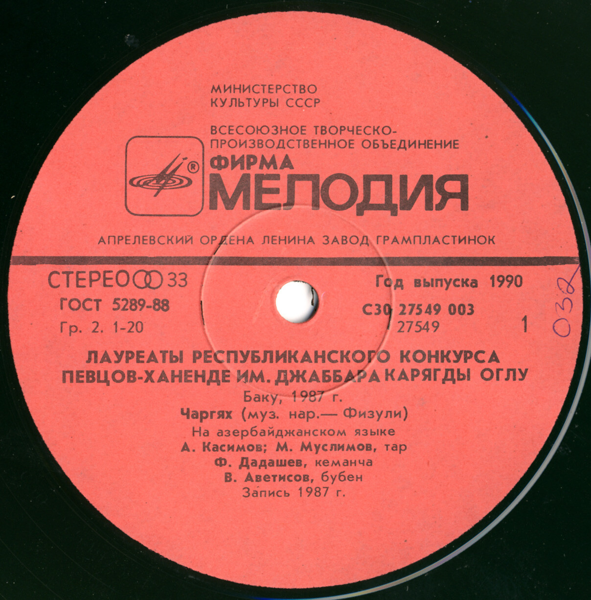 ЛАУРЕАТЫ РЕСПУБЛИКАНСКОГО КОНКУРСА ПЕВЦОВ-ХАНЕНДЕ им. Джаббара Карягды оглу (Баку, 1987 г.).