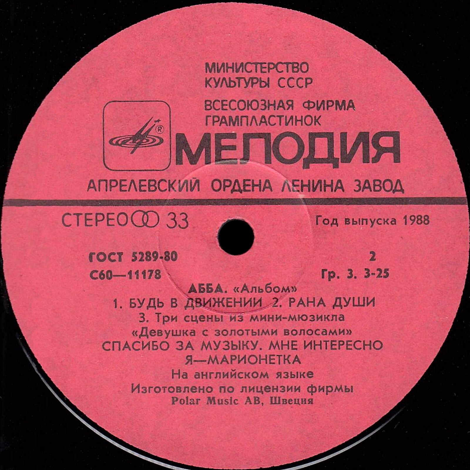 ВОКАЛЬНО-ИНСТРУМЕНТАЛЬНЫЙ АНСАМБЛЬ «АББА». "Альбом"