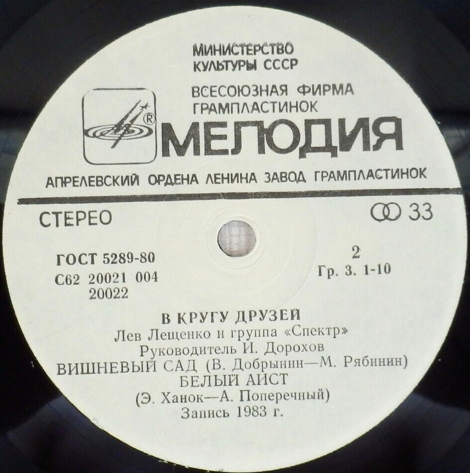 Лев ЛЕЩЕНКО и группа «СПЕКТР», руководитель Игорь Дорохов. «В кругу друзей»