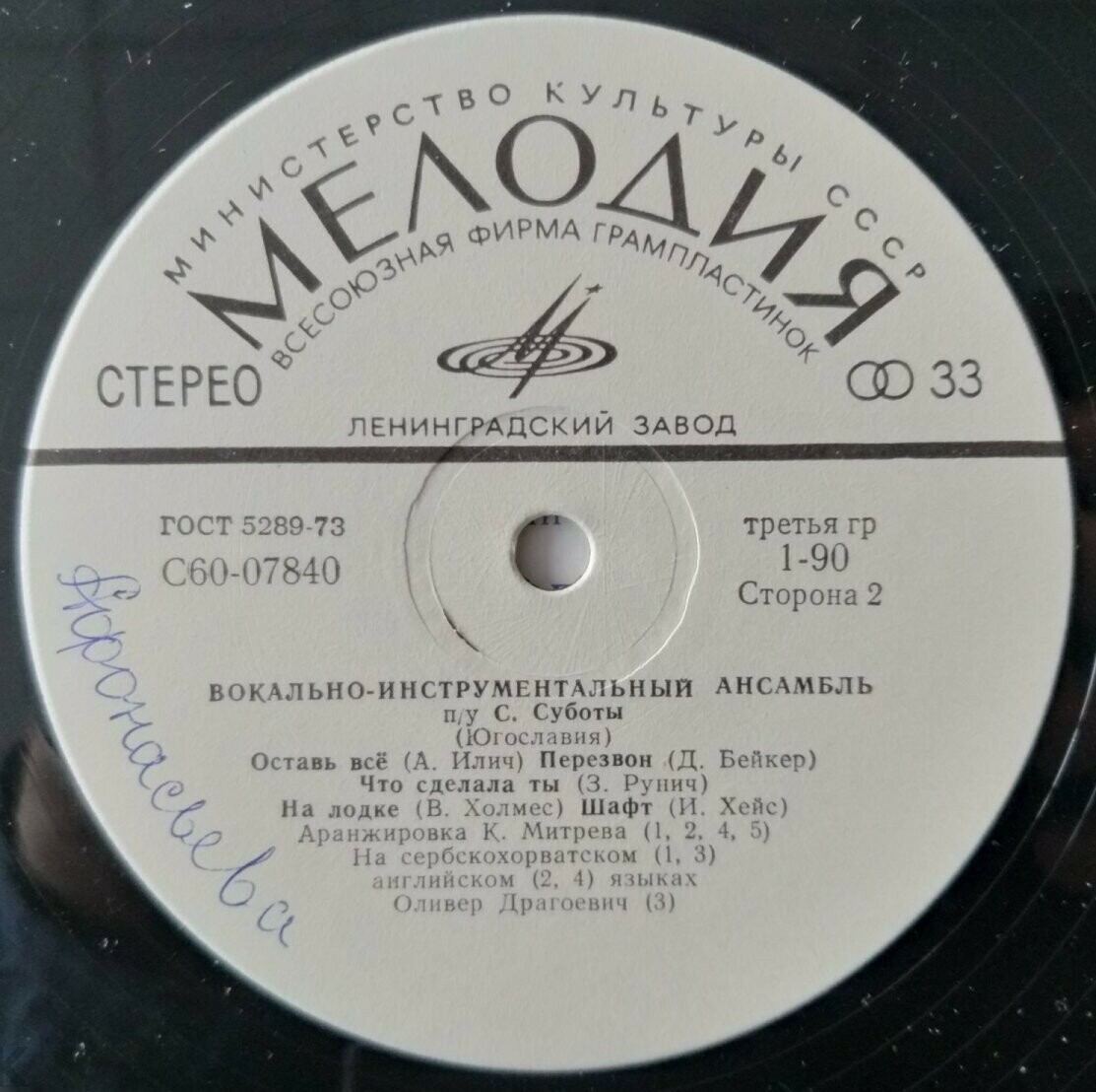 Инструментальный ансамбль п/у Саши Суботы (Югославия)