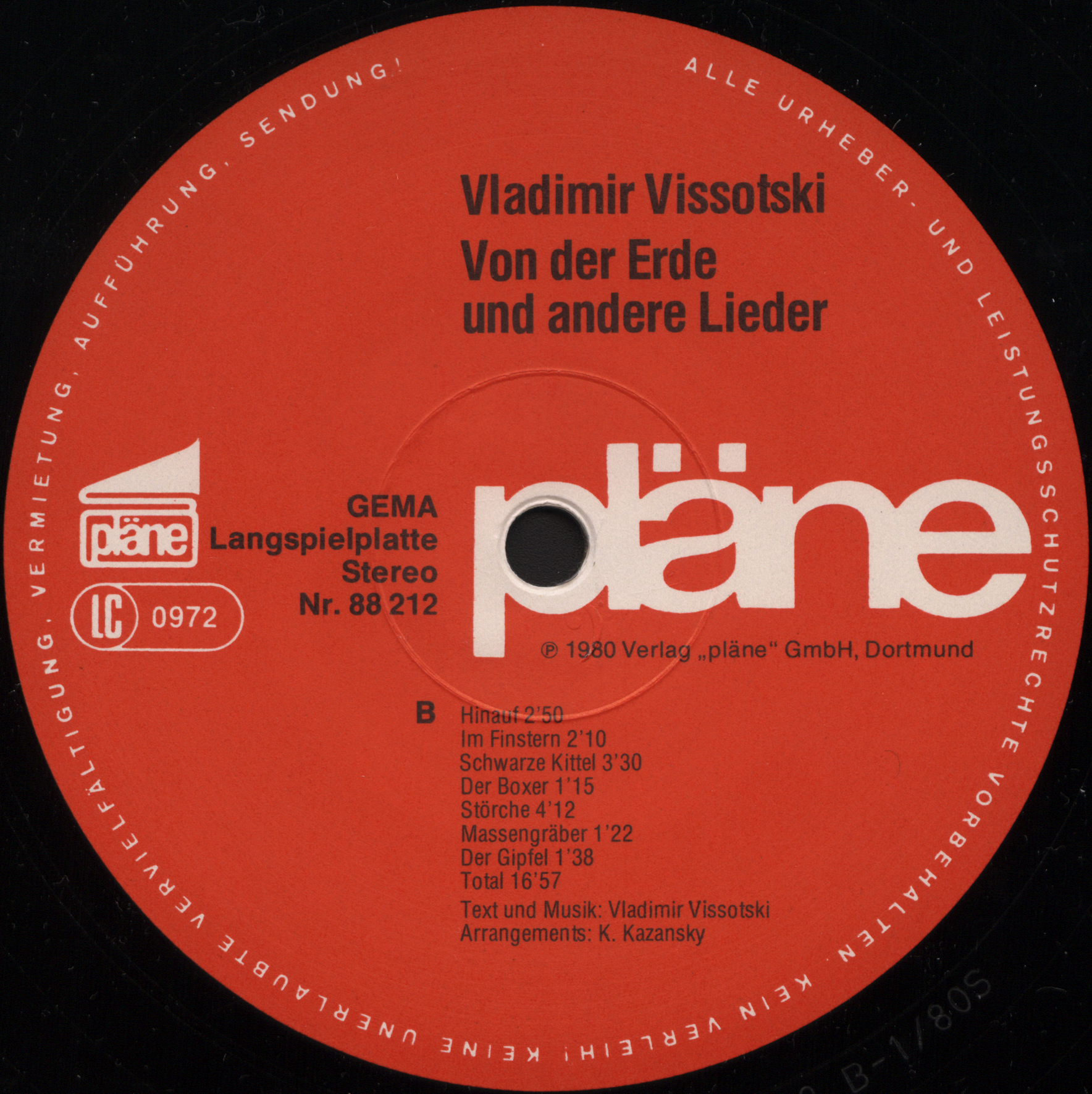 Vladimir Vissotski. «Von der Erde» und andere Lieder