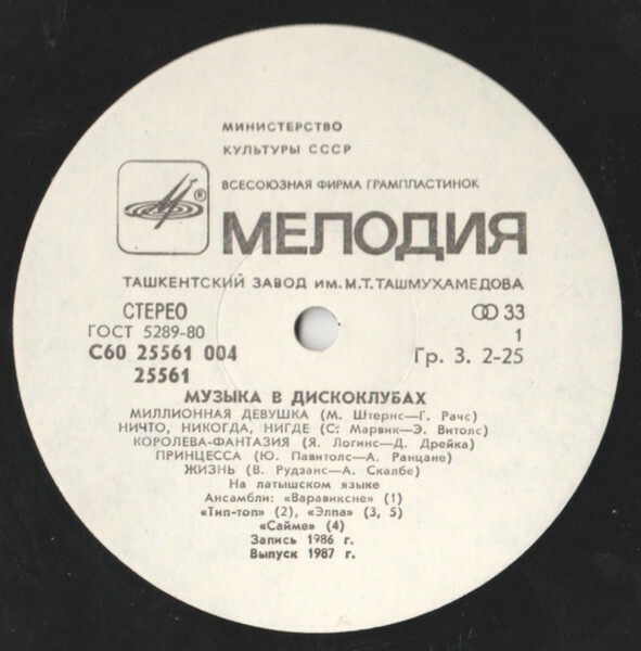 МУЗЫКА В ДИСКОКЛУБАХ (на латышском яз.)