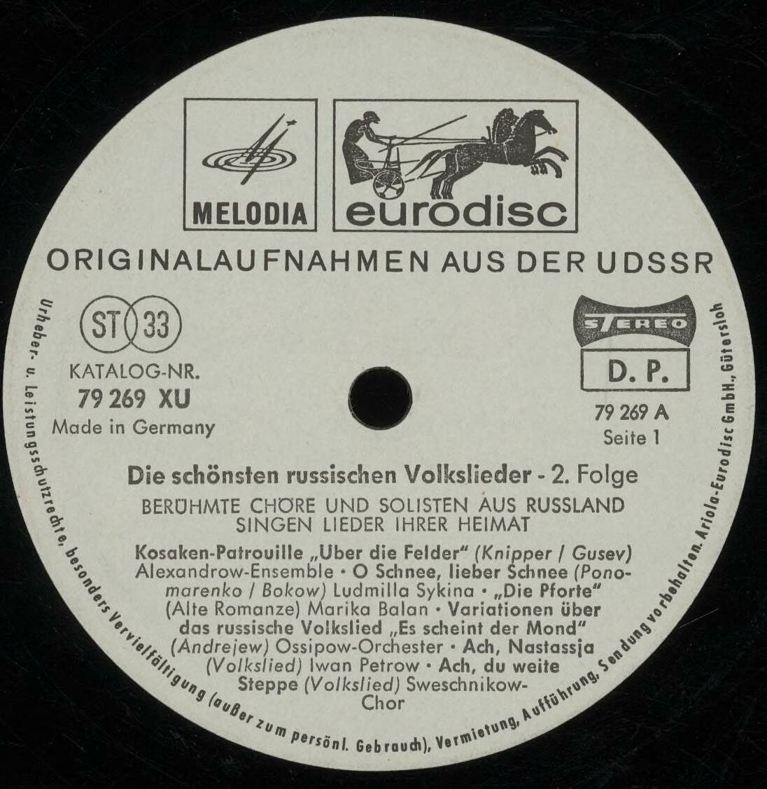 Die schönsten Russischen Volkslieder. 2.Folge