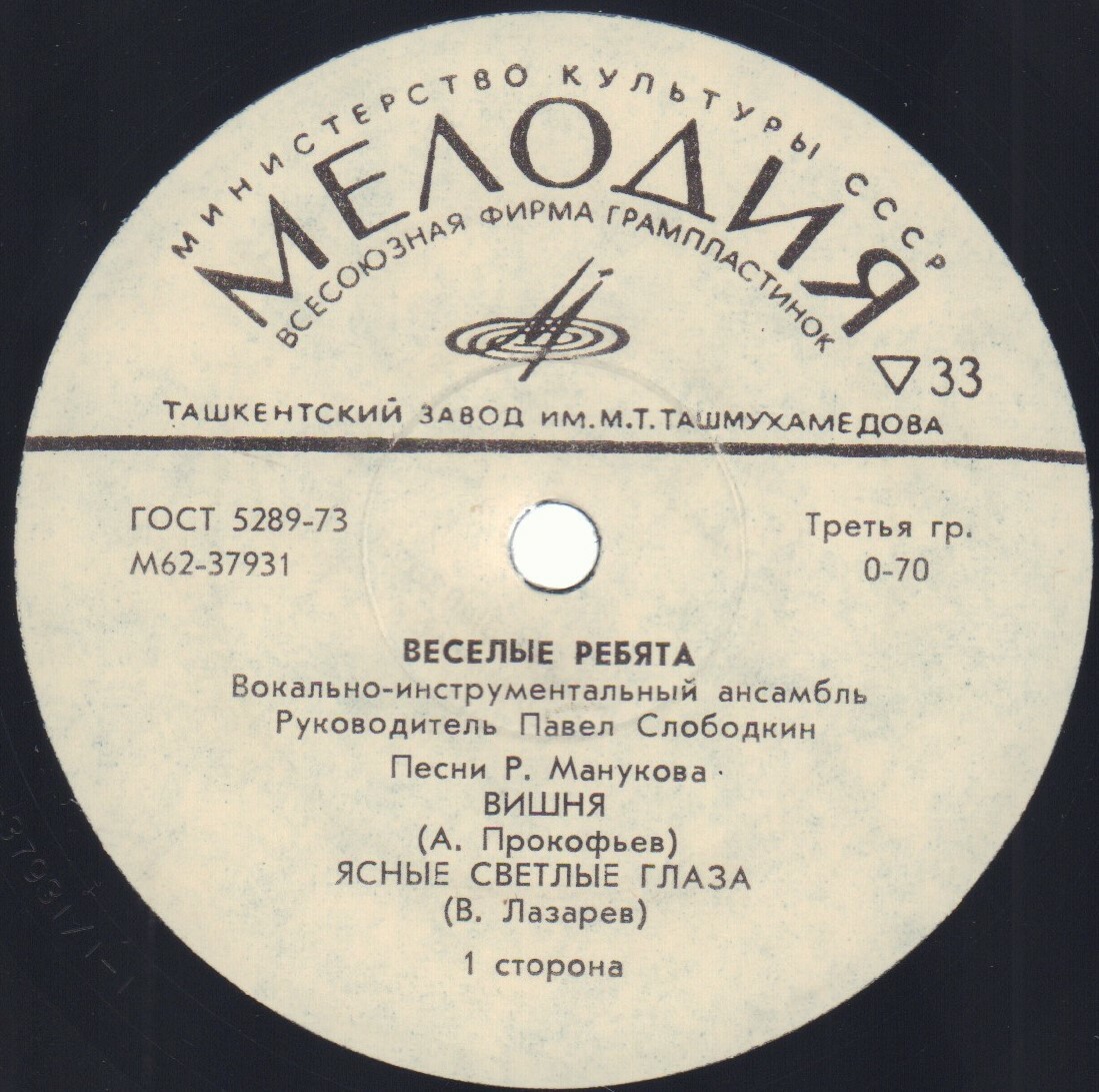 ВИА «Весёлые ребята», руководитель Павел Слободкин. Песни Рудольфа Манукова