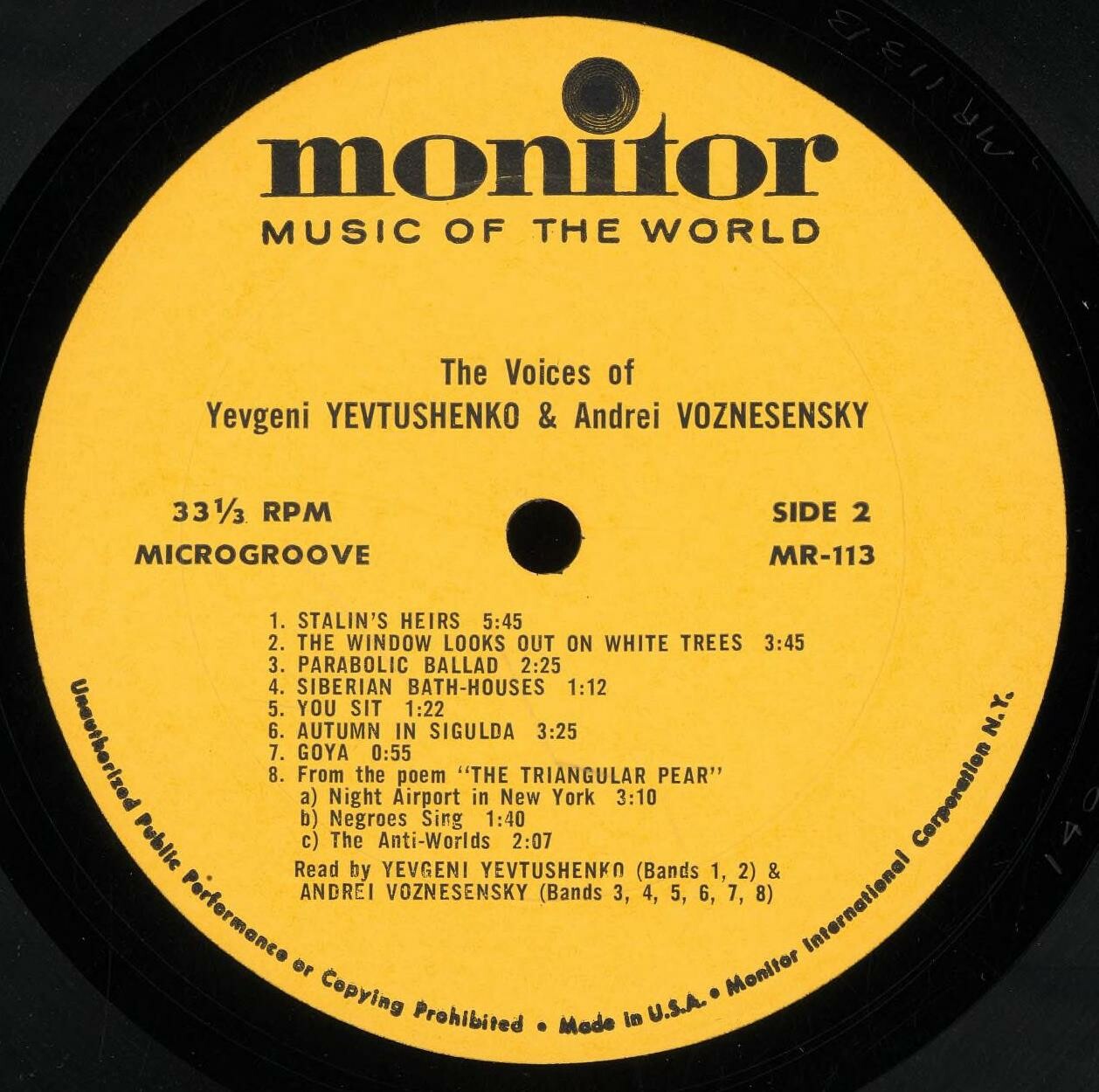 The Voices of Yevgeni Yevtushenko & Andrei Voznesensky