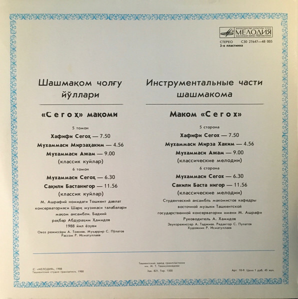 ИНСТРУМЕНТАЛЬНЫЕ ЧАСТИ ШАШМАКОМА.