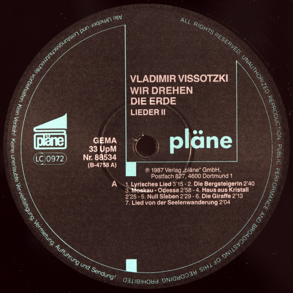 Vladimir Vissotzki. «Wir drehen die Erde». Lieder II
