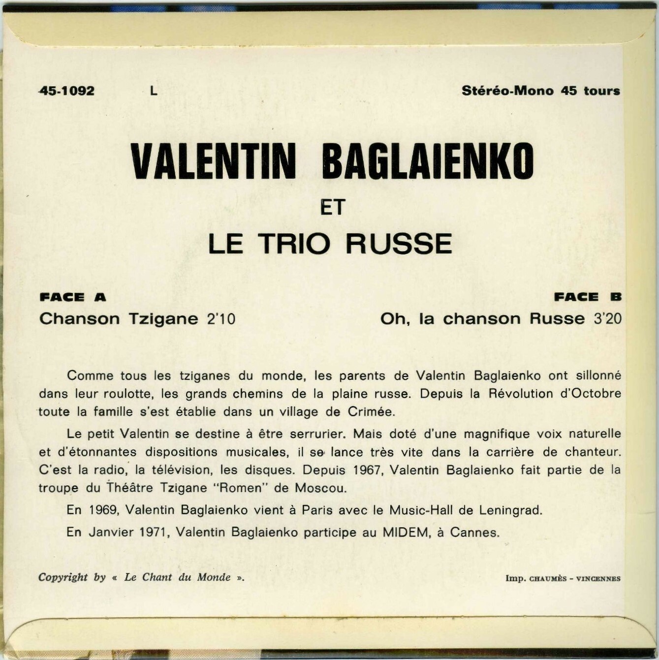 Valentin Baglaienko et le trio Russe