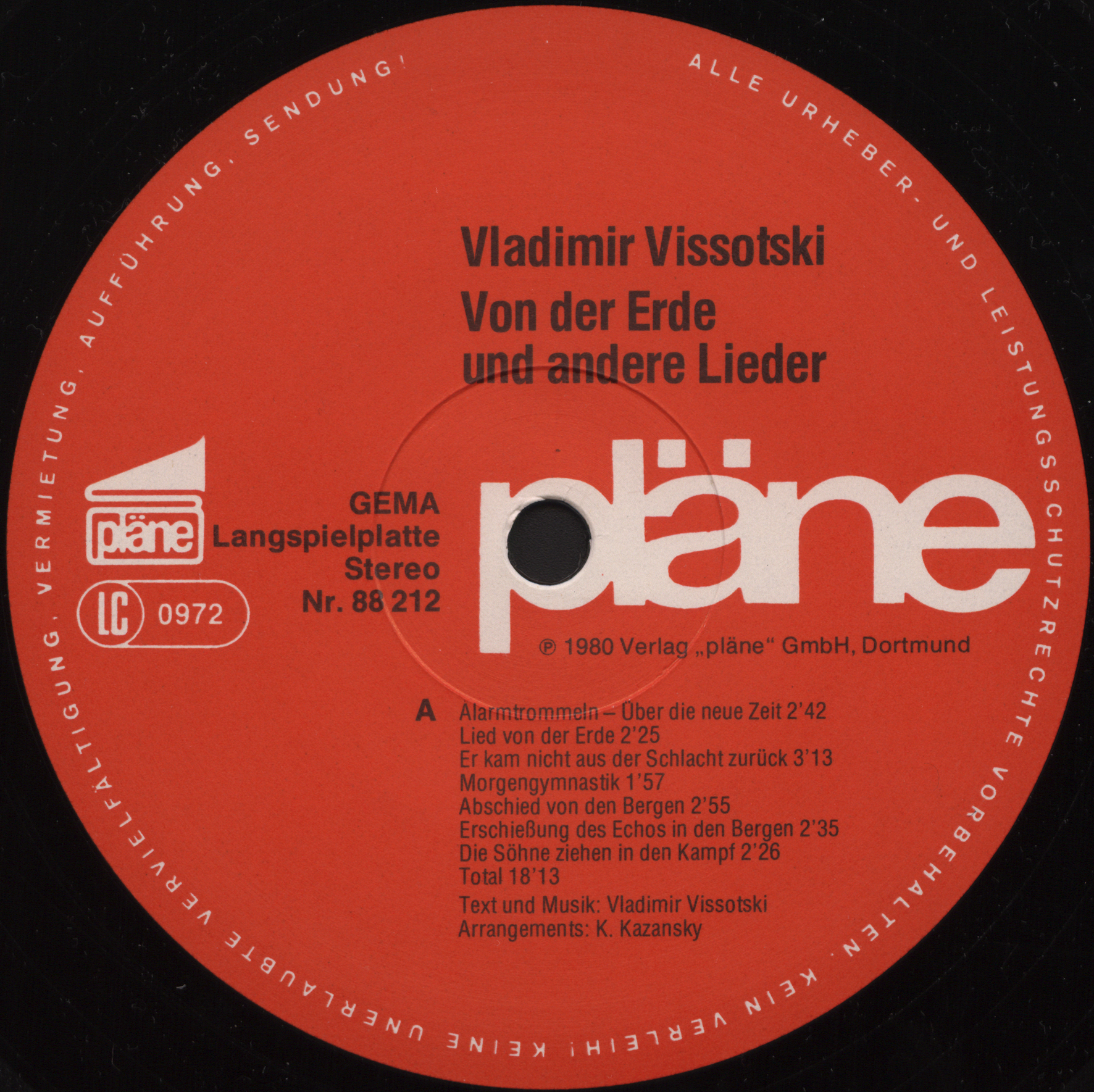 Vladimir Vissotski. «Von der Erde» und andere Lieder