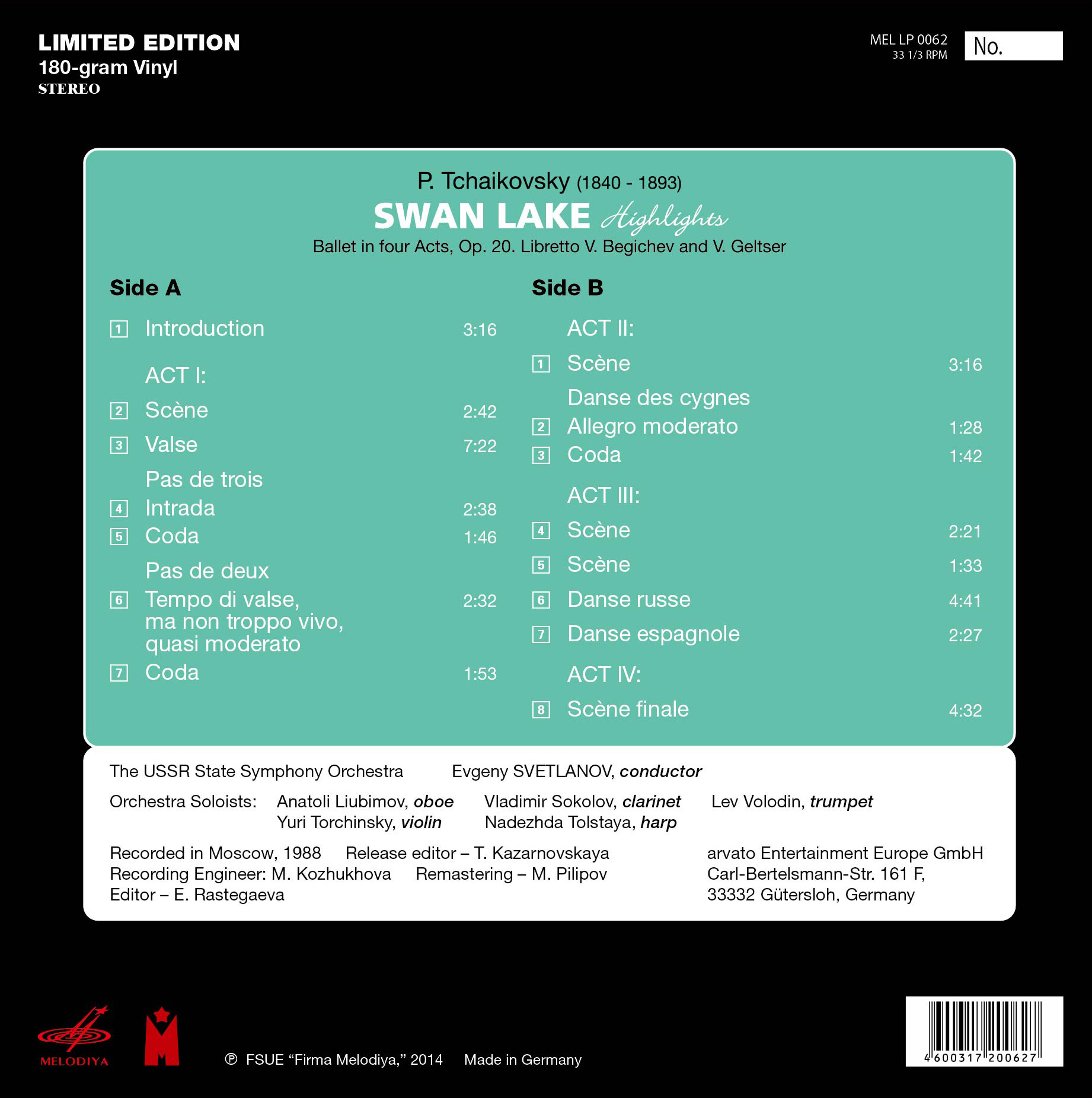 П. ЧАЙКОВСКИЙ. Фрагменты из балета "Лебединое озеро"