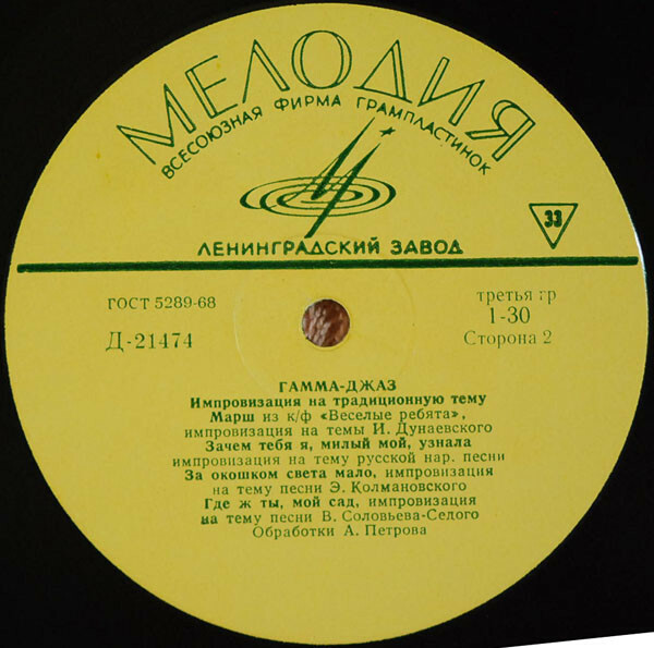 «ГАММА-ДЖАЗ» (самодеятельный коллектив завода «Вибратор» — лауреат Международного фестиваля джазовой музыки в Венгрии 1967 г.)