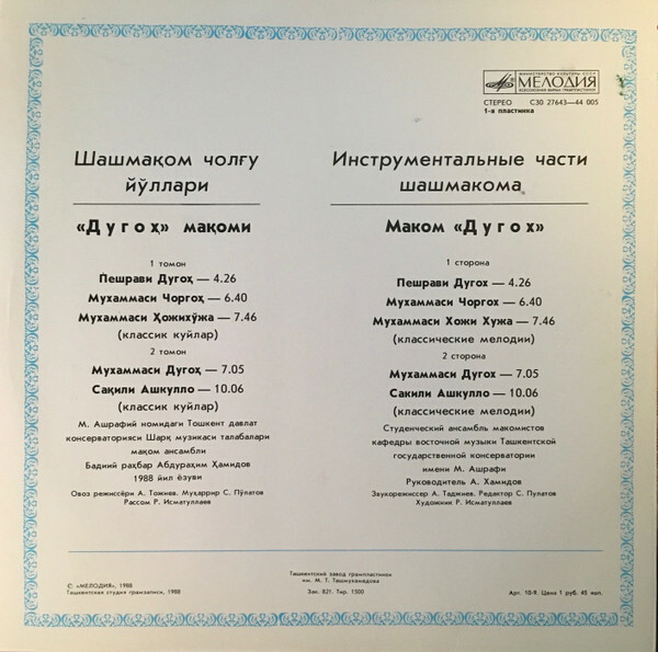 ИНСТРУМЕНТАЛЬНЫЕ ЧАСТИ ШАШМАКОМА.