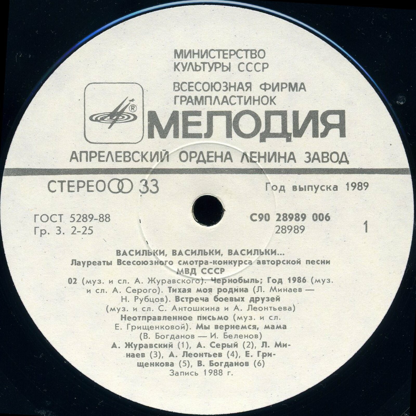 ВАСИЛЬКИ, ВАСИЛЬКИ, ВАСИЛЬКИ. Лауреаты Всесоюзного смотра-конкурса авторской песни МВД СССР