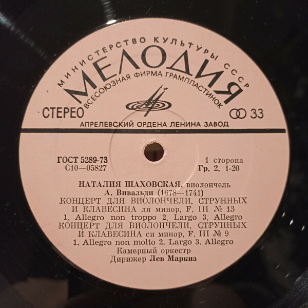 НАТАЛИЯ ШАХОВСКАЯ (виолончель): А. Вивальди, Л. Боккерини