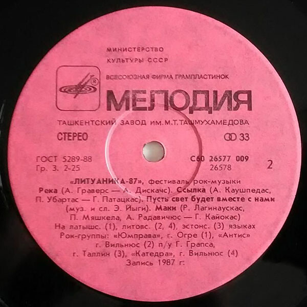 ФЕСТИВАЛЬ РОК-МУЗЫКИ «ЛИТУАНИКА-87» (Вильнюс).