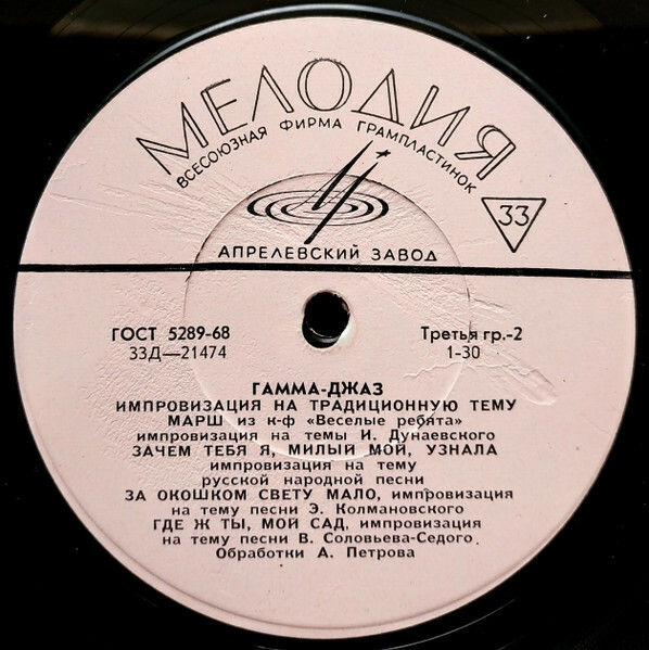 «ГАММА-ДЖАЗ» (самодеятельный коллектив завода «Вибратор» — лауреат Международного фестиваля джазовой музыки в Венгрии 1967 г.)