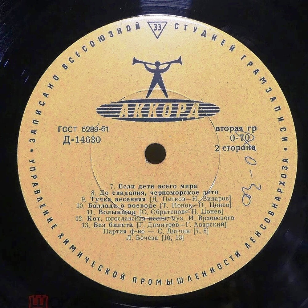 ХОР "БОДРА СМЯНА" ПРИ ДВОРЦЕ ПИОНЕРОВ Г. СОФИИ, худ. рук. и дир. Б. Бочев (на болгарском языке)