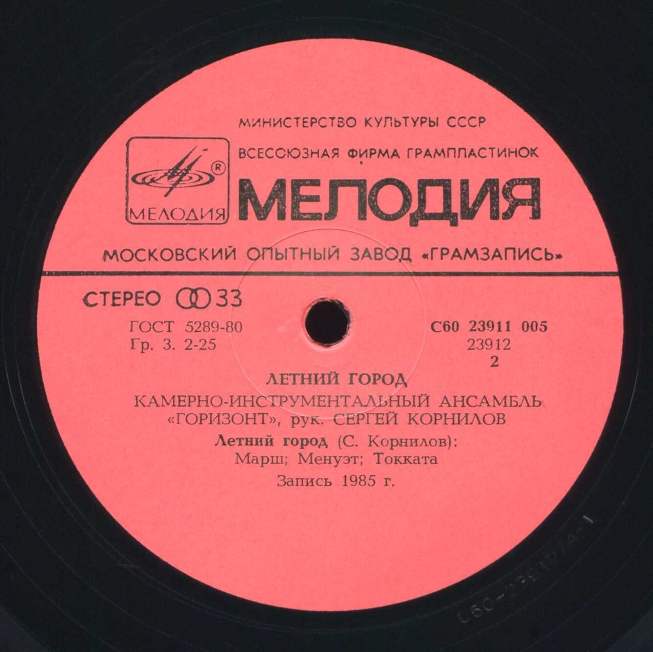 КАМЕРНО-ИНСТРУМЕНТАЛЬНЫЙ АНСАМБЛЬ «ГОРИЗОНТ», руководитель Сергей Корнилов. «Летний город»