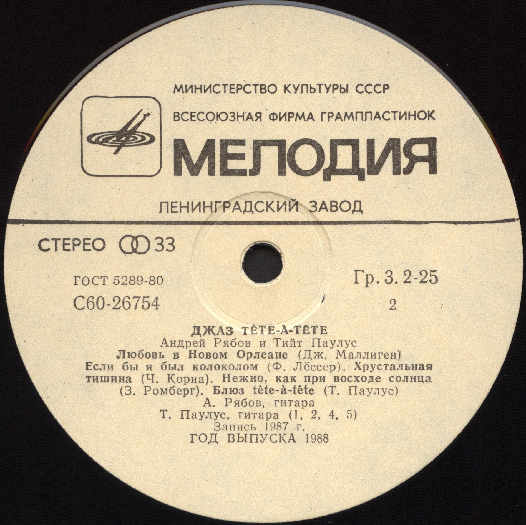 АНДРЕЙ РЯБОВ И ТИЙТ ПАУЛУС «ДЖАЗ ТЕТ-А-ТЕТ»