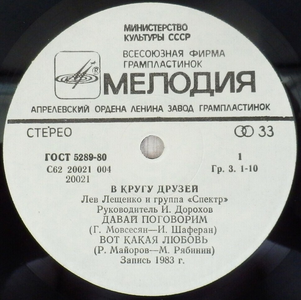 Лев ЛЕЩЕНКО и группа «СПЕКТР», руководитель Игорь Дорохов. «В кругу друзей»