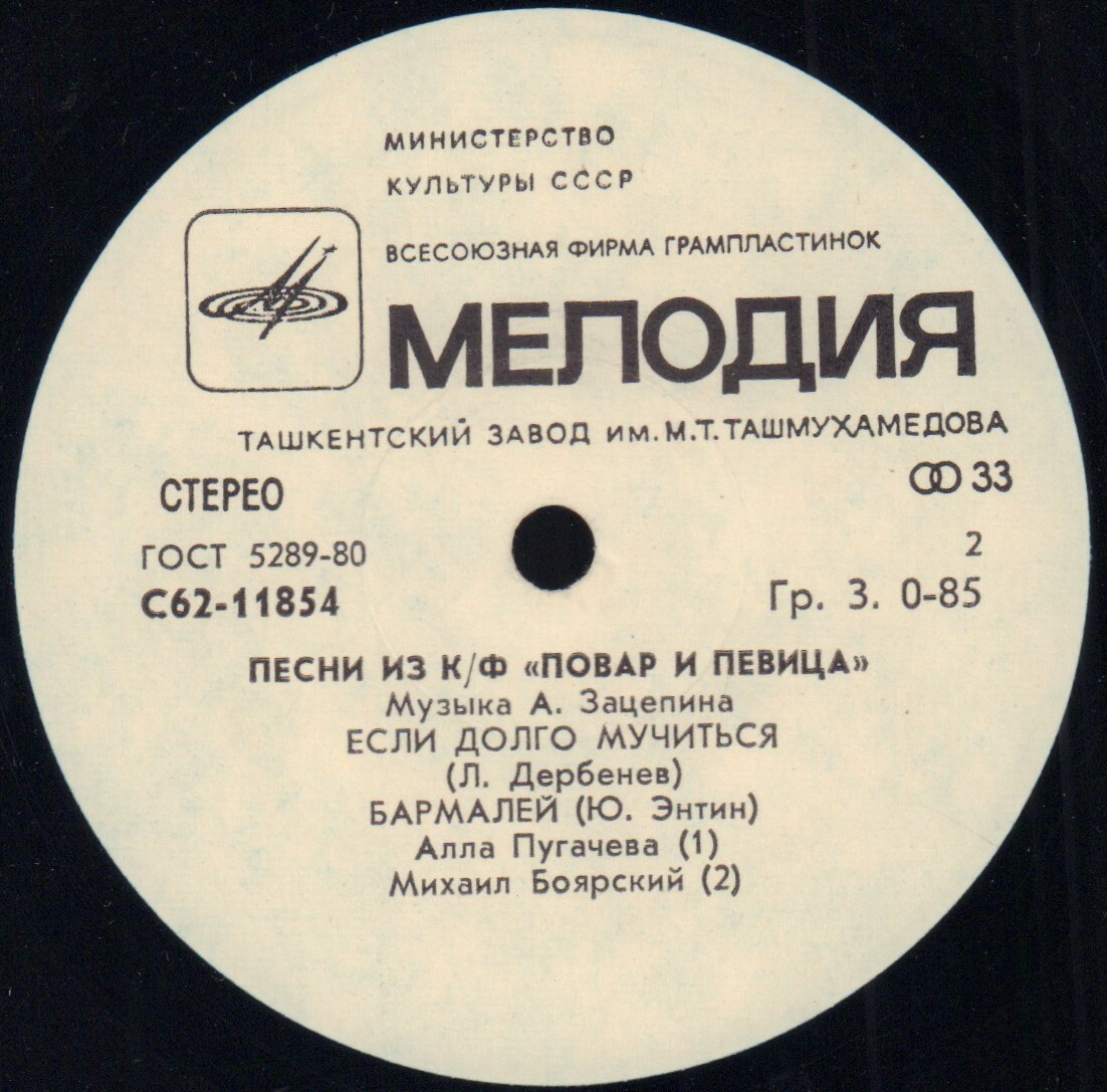 Мелодии экрана. Песни из кинофильма «Повар и певица»