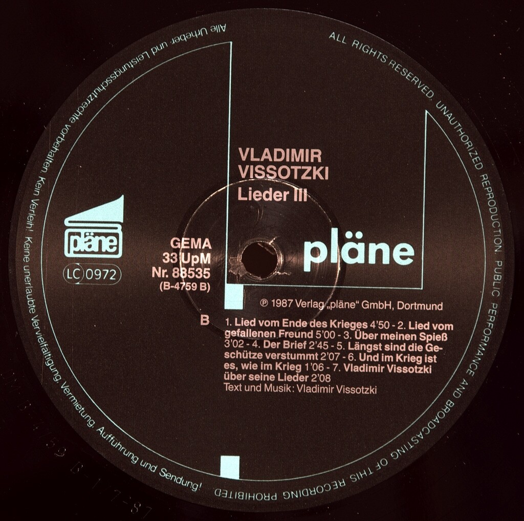 Vladimir Vissotski. Lieder III