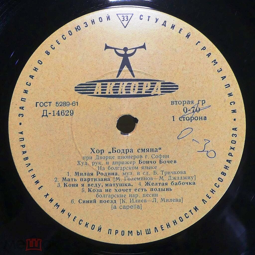 ХОР "БОДРА СМЯНА" ПРИ ДВОРЦЕ ПИОНЕРОВ Г. СОФИИ, худ. рук. и дир. Б. Бочев (на болгарском языке)