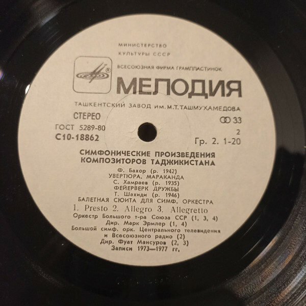 СИМФОНИЧЕСКИЕ ПРОИЗВЕДЕНИЯ КОМПОЗИТОРОВ ТАДЖИКИСТАНА.