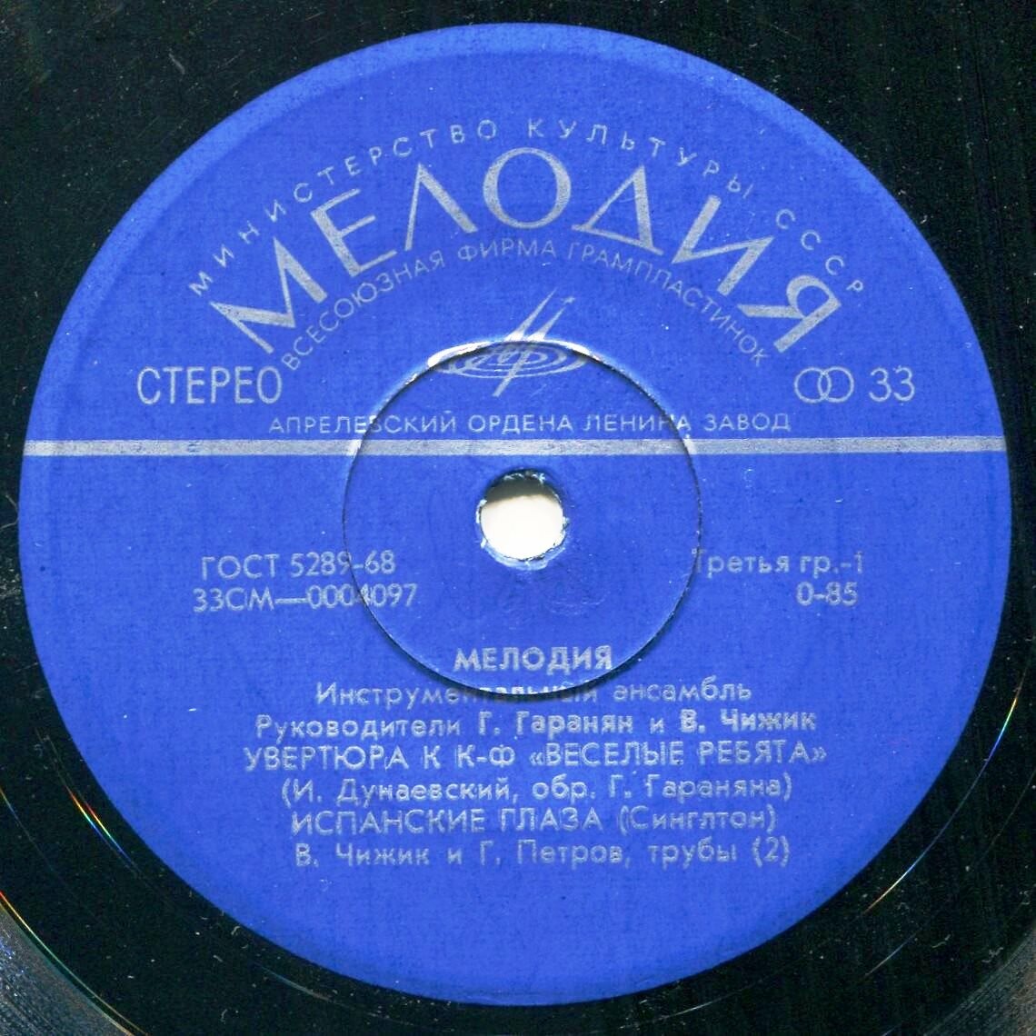 Инстр. ансамбль "Мелодия", рук. Г. Гаранян и В. Чижик